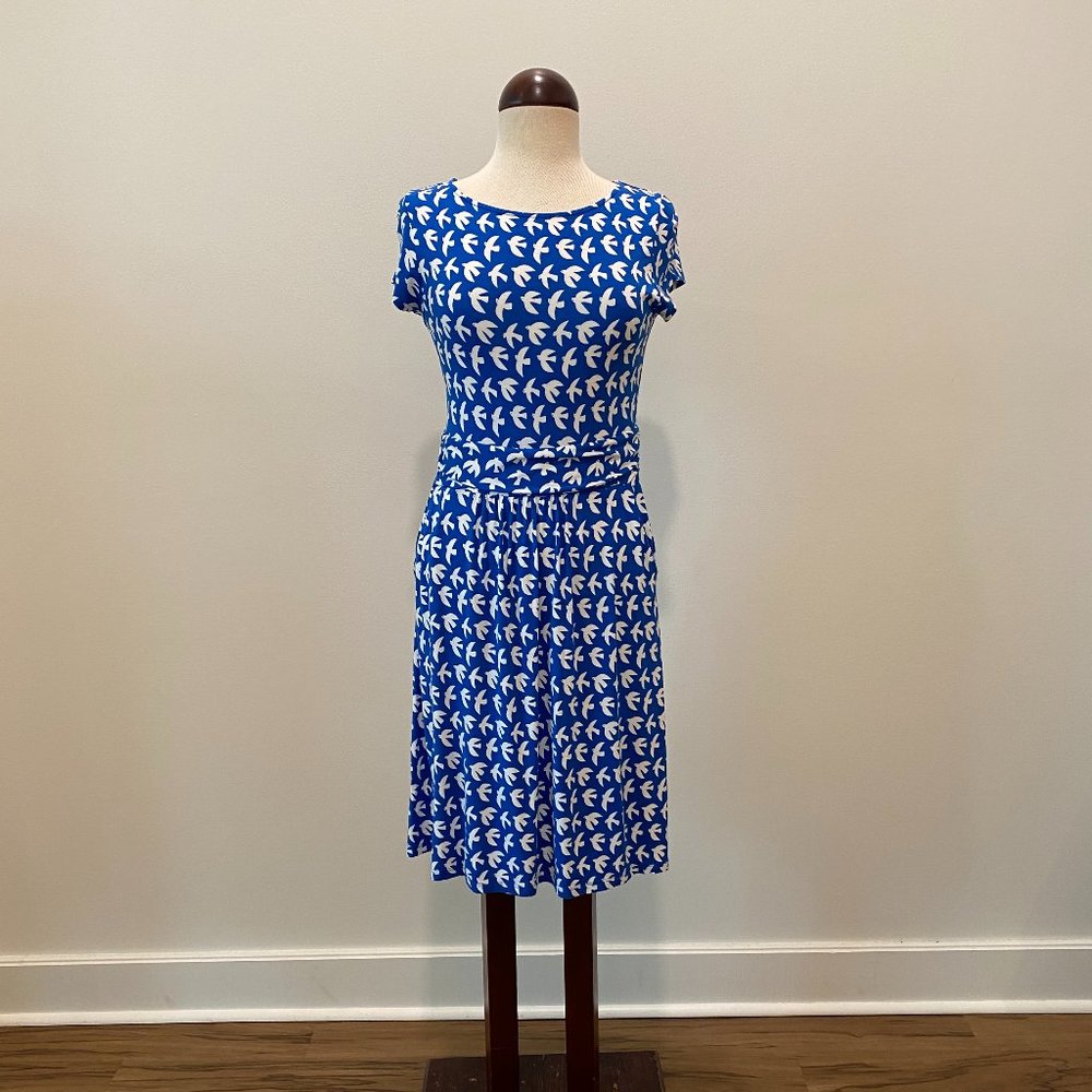 Boden White Bird Jersey Dress Womens Size 6P